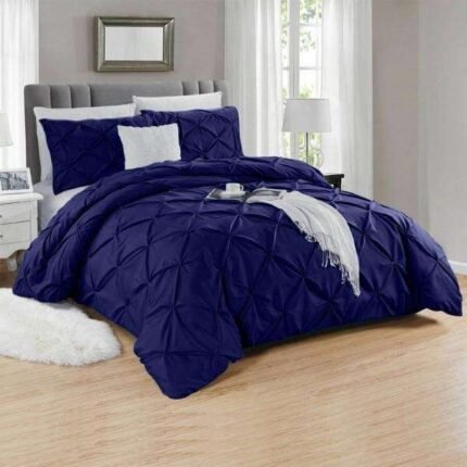 Cotton Pintuck Bedding Set Navy Blue