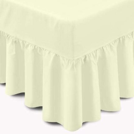 Extra Deep Frilled Fitted Valance Sheet in Cream color