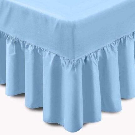 Extra Deep Frilled Valance Sheet in Sky Blue Color