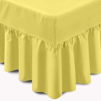 Extra Deep Frilled Fitted Valance Sheet in Yellow color