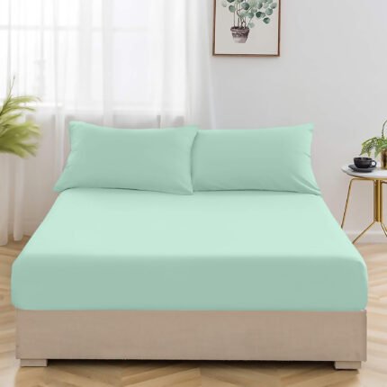 3PC Fitted Sheet Single Set 400 Thread Count 100% Egyptian Cotton 25cm Deep Single Fitted Sheet Bedding Set With Pillow Cases 2 Pack