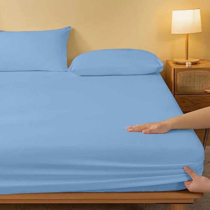 3PC Super King Fitted Bed Sheet Set Flannelette 100% Brushed Cotton 30cm/12″ Deep Fitted Sheet Super King With Pillow Cases 2 Pack - Image 3